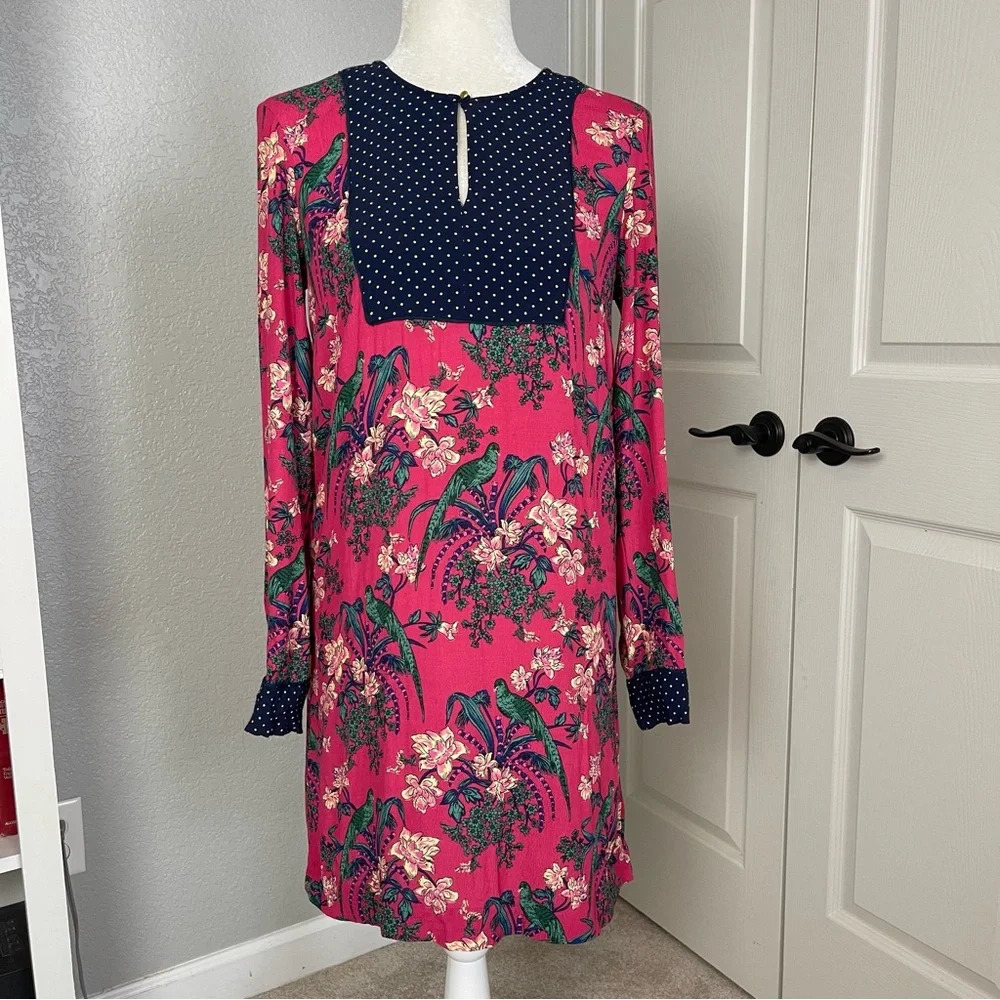 Anthropologie Maeve Tropical Bird Shift Dress Size 4